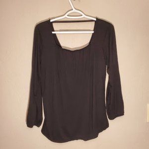 Old Navy Black 3/4 Sleeve T Strap Square Neck Tee